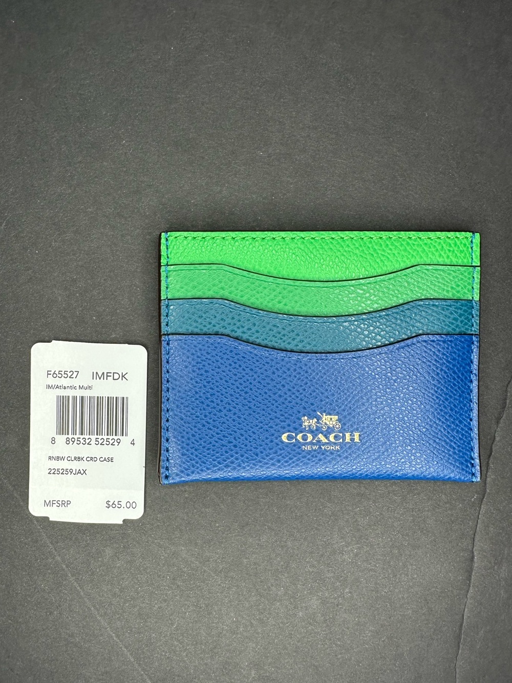 NWT Coach ‘Atlantic Multi’ ‘Rainbow Colorblock Card Case’